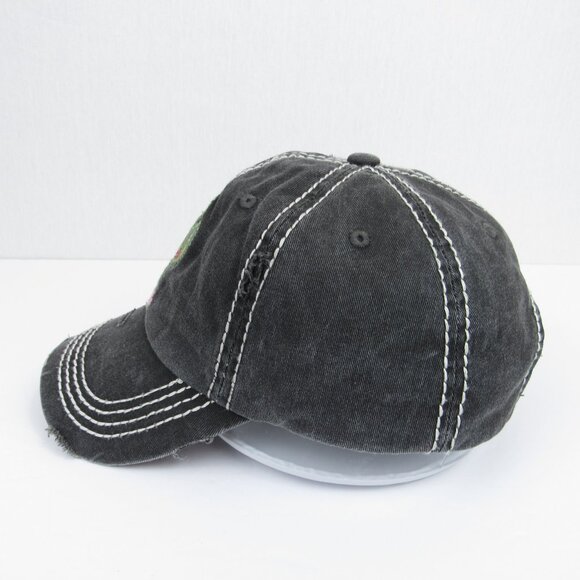Floral Cactus Embroidered Gray Kbethos Vintage Women's Cap Distressed Adult Hat - Picture 4 of 11